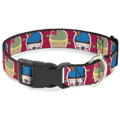 Collar Clip Plástico Feliz Cupcakes/Puntos Rosa/Verde Mediano 11-16.5" Foto 1 de 4