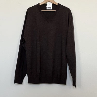 Suéter Pullover Para Hombres TURNBURY LANA MERINO Marrón Oscuro Cuello en V Manga Larga Talla XL Foto 1 de 2