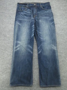 American Eagle Jeans Mens 36x32 Blue Denim Loose Fit Button Fly Buckle Back - Picture 1 of 19