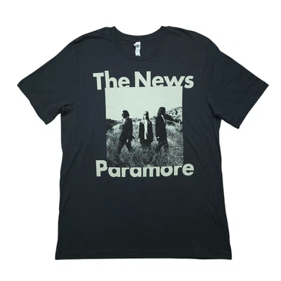 Paramore Adult XL The News Tour Emo Pop Punk Alt Rock Band Gray Shirt - Image 1 of 4