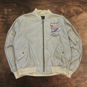 Vintage 1987 88 Avirex Type MA-1 American Flag Bomber Jacket Flight Men’s Medium - Picture 1 of 8
