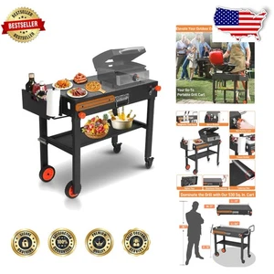 Carro de parrilla enrollable con estante para especias para planchas de 17" y 22" - portátil y duradero - Imagen 1 de 8