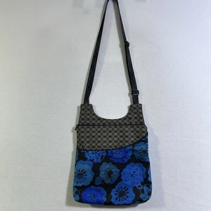 Maruca Umhängetasche Blumen mit verstellbarem Riemen und Reißverschlusstaschen blau grau - Bild 1 von 10