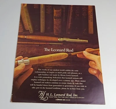 H.L. Folleto Leonard 1977 cañas de pesca plegables 4pp de bambú usadas Foto 1 de 2