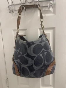 Vintage Coach Signature Denim Carly Hobo Large Y2K - Picture 1 of 17