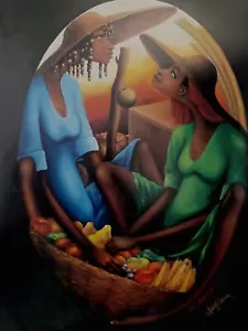 Original Haitian Print L'ABONDANCE by Jacques St. Surin 30" X 22" NEW - Picture 1 of 15