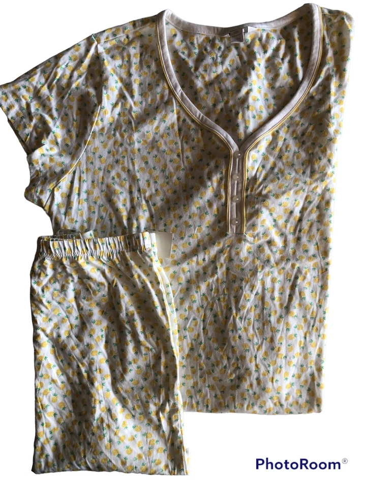 Nuevo con etiquetas Charter Club Mujer Piña Manga Corta Pantalones Cortos Algodón Pijama Conjunto XXLarge Foto 1 de 1