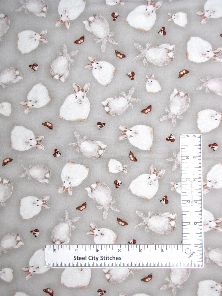 Tela de conejo bebé conejito gris pequeño algodón por Henry Glass Yard Foto 1 de 1
