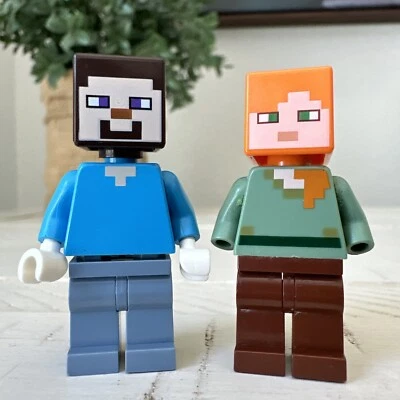 Minifigura incompleta Lego Alex y Steve Minecraft genuina lote de 2 Foto 1 de 4