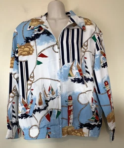 Alfred Dunner Women's Sailboat Boat Nautical Lightweight Cruise Jacket Size 8 - Picture 1 of 7