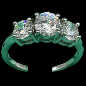 Anello donna Trilogy 3 punti luce zirconi naturali argento 925 con pacco Regalo. - Foto 1 di 7