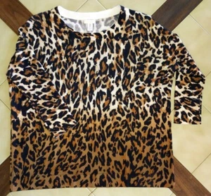 CHICO'S Dip Dye Darcy Leopard Print Pullover Sweater, 3/4 Sleeves (Size 0) NWT - Picture 1 of 5