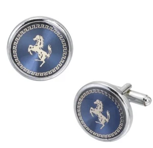 Car Cufflinks  Ferrari Horse Titanium Plated Gift Pouch - Wedding  Family UK - Picture 1 of 6