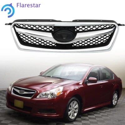 Conjunto de grade de para-choque dianteiro preto e cromado para Subaru Legacy Sedan 2010-2012 - Imagem 1 de 4