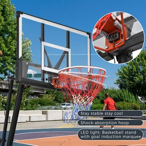 Adjustable Portable Basketball Hoop System 8 to 10ft Lights Waterproof for - Picture 1 of 12