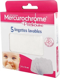 Mercurochrome Pitchoune Lingettes Lavables 12 x 12 cm 5 Lingettes - Picture 1 of 1