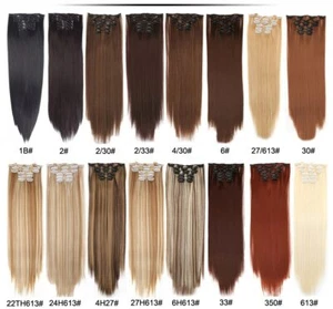 Juego de 6 piezas/extensiones de cabello con clip sintético de 22" 16 clips RealTouch 140 g - Imagen 1 de 56