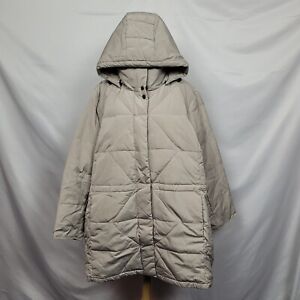 Lands' End Womens Hooded Winter Down Parka Coat Tan Petite Size 3XP 24W-26W NWT