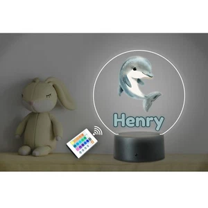 Personalizado Niños Animal Nombre Delfín LED Neón Noche Luz Guardería Dormitorio - Imagen 1 de 4