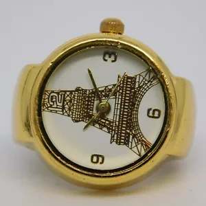 Eiffel Tower Dial Quartz Analog Women's Ring Watch New Battery - Picture 1 of 11