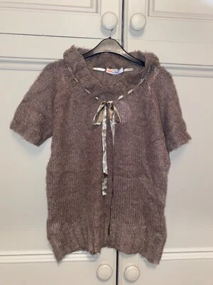 Vintage esq Mohair Ribbon Jumper Size 16 Top Frill Neck Scandi Chic - Image 1 of 4