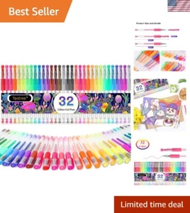 Juego de 32 bolígrafos de gel con brillo de colores - marcadores artísticos de punta fina para expresión creativa - Imagen 1 de 7