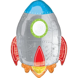 Space Blast Off Birthday Rocket SuperShape XL Foil Balloon Astronaut Galaxy - Picture 1 of 1