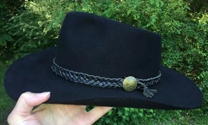 Akubra Snowy River Fur Felt Men's Cowboy Hat Black Size 55  6 7/8 - Picture 1 of 14