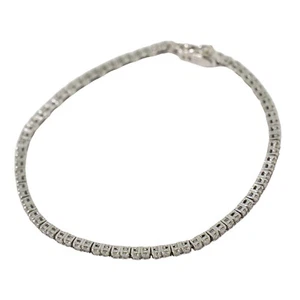 Bracciale Tennis Diamante 1,36ct K18 Oro Bianco 16cm 5,9g - Foto 1 di 8