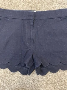 J Crew Girls Navy Scallop Shorts Size 8 - Picture 1 of 3