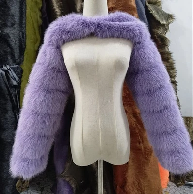 Chaqueta para mujer de piel sintética plateada manga única dos mangas largas manga larga Foto 1 de 4