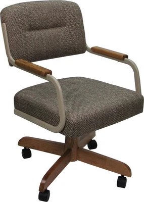TOBIAS DESIGNS Swivel Tilt Kitchen Caster Chair with Wheels M-115 - Checkered Brown - Beige