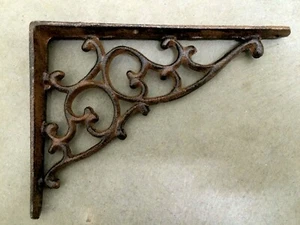 4 pc ORNAMENTAL BRACKET vintage look antique brown patina finish iron brace 7" - Picture 1 of 9