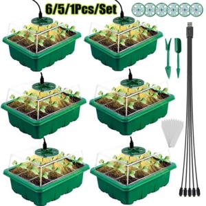 1/5 Pack Seed Starter Trays with Grow Light Adjustable Humidity Germination Kits - Picture 1 of 17