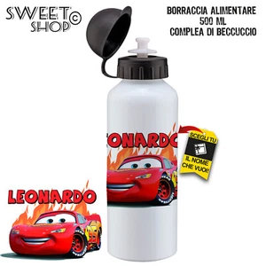 BORRACCIA PER BAMBINI 500 ML SCUOLA PERSONALIZZATA CON NOME ALLUMINIO CARS - Picture 1 of 1