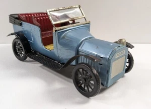 VINTAGE 1915 FORD Roadster GIAPPONESE argento blu latta giocattolo BANDAI FRICTION CAR - Foto 1 di 11
