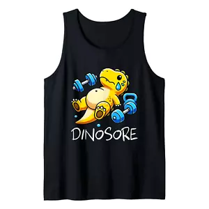 Funny Cute Dinosaur Workout Gym Fitness Weightlifting Gift Tank Top - Picture 1 of 5