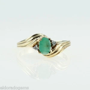 DAMENS 0,50 KT. SMARAGD & DIAMANT COCKTAILRING 14K GELBGOLD GRÖSSE US6 - Bild 1 von 4