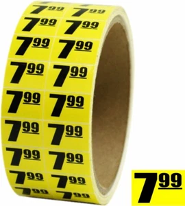 7.99 $8 Sale Discount Price Labels Stickers DAY-GLO YELLOW .75"x.5" Store Use - Picture 1 of 1