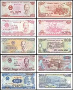 Set Of 5 Vietnam Banknotes 200 500 1000 2000 5000 Dong Uncirculated - Imagen 1 de 6