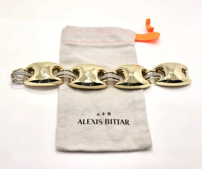 PULSERA BRAZALETE ESLABONES ALEXIS BITTAR ORO FUNDIDO Y CRISTAL Foto 1 de 4