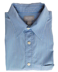 Striped cotton shirt L Old Navy Collection blue Chest pocket Long sleeve KD - Picture 1 of 2