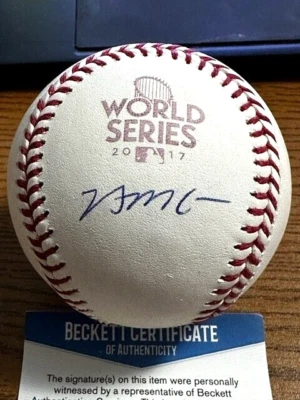 BRIAN MCCANN SIGNED AUTOGRAPHED 2017 WORLD SERIES BASEBALL!  Astros!  Beckett! - Image 1 of 2