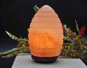 Himalayan Pink Salt Pineapple Shape Lamp, Authentic, Dimmer Switch, Wood Base