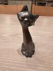 Vtg Siamese Cat Figurine Pewter Hong Kong Brass eyes neck tie MCM
