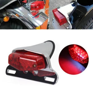 Chrome LED Lucas Style Red Brake Tail Light For Harley Cafe Racer Norton Bobber - Picture 1 of 10