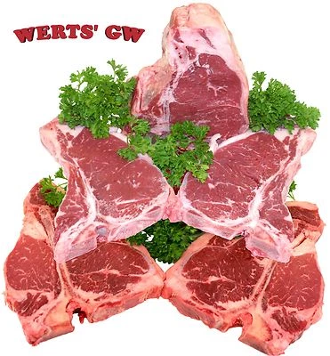 WERTS GW Four 20 oz Porterhouse-Four 16 oz TBone Steaks-Choice-CornFed-Nebraska Processed