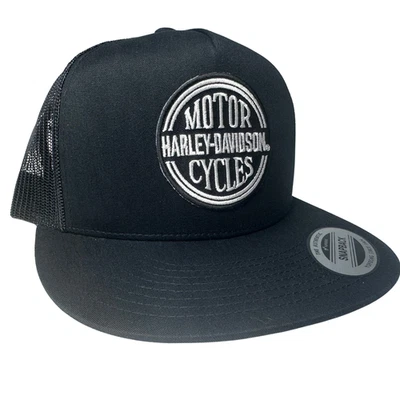 Parche de motocicletas Harley Davidson vintage x nuevo sombrero Yupoong pico plano camionero Foto 1 de 4