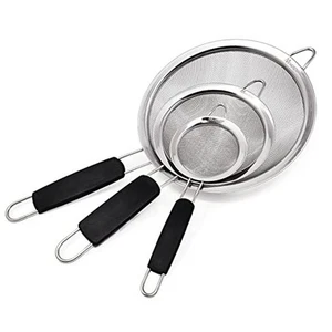 Set of 3 Stainless Steel Fine Mesh Strainers Graduated Sizes 3.38", 5.5", - Picture 1 of 8