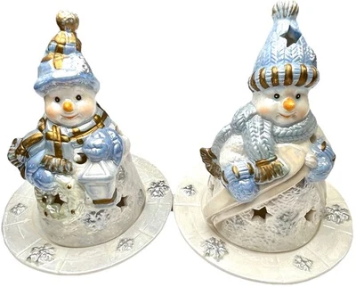 Juego de 2 soportes de luz de té muñeco de nieve Design Inspirations de colección Navidad 2002 luminaria Foto 1 de 4